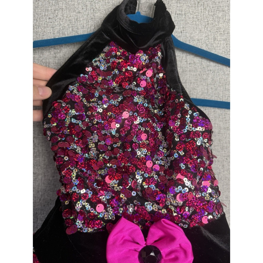 A Wish Come True 'Don't Worry' 18885 Jazz Tap Dance Costume Pink Black Bow MED - Picture 2 of 8